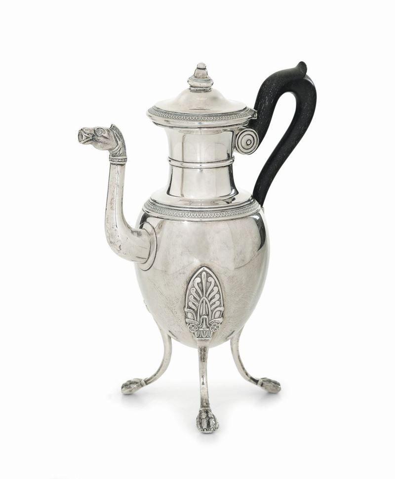 Caffettiera in argento  di gusto Impero, Francia XIX secolo  - Auction Modern and Contemporary Silvers - Cambi Casa d'Aste