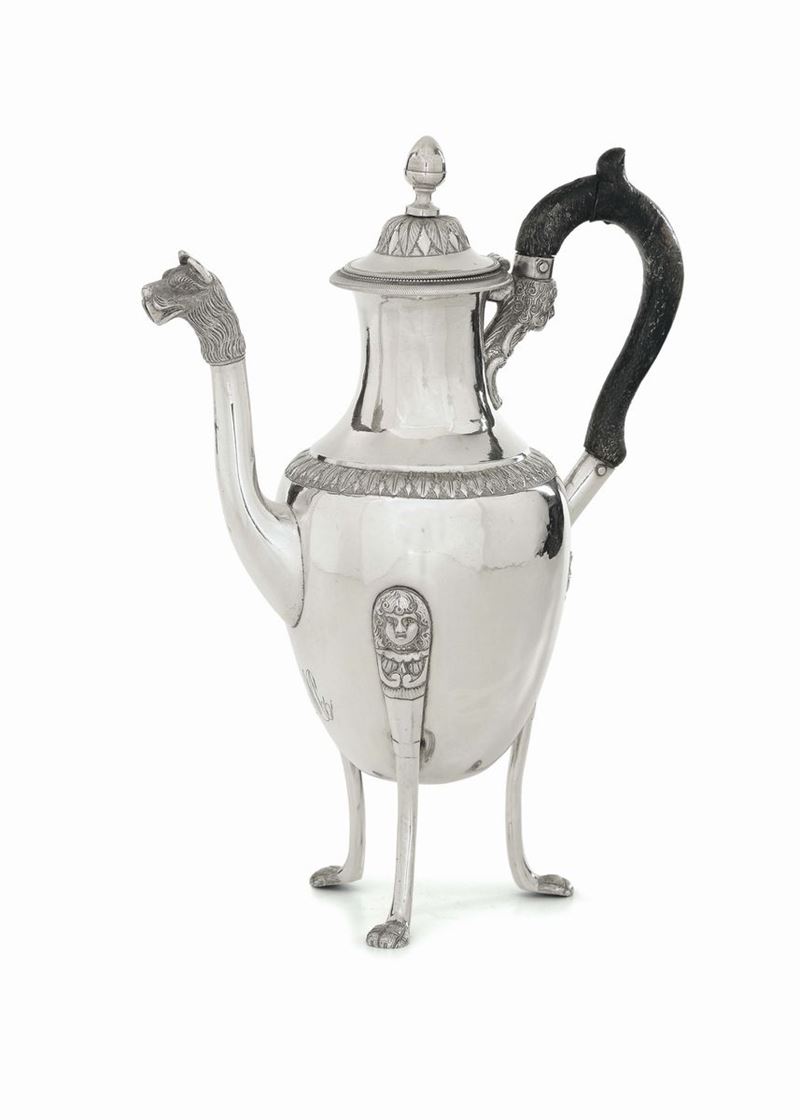 Caffettiera in argento Impero, Napoli inizi del XIX secolo  - Auction Italian and European Silver Collection  - II - Cambi Casa d'Aste