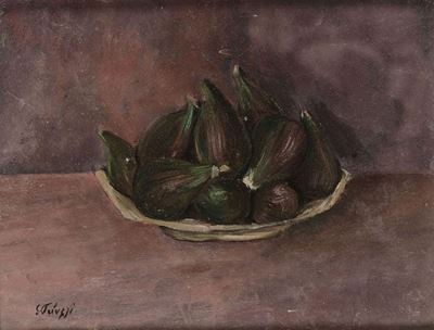 Eso Peluzzi (1894-1985), Attribuito Anatura Morta con Fichi