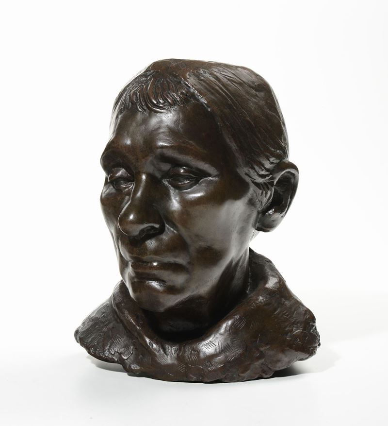 Testa in bronzo firmata M. Fussi  - Asta Arredi dalle dimore degli eredi Ercole Marelli e altre provenienze - Cambi Casa d'Aste