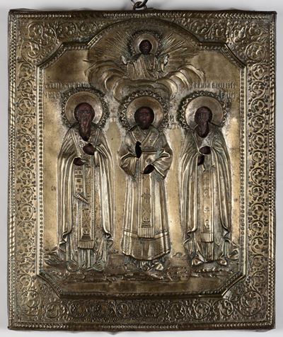 Icona con Tre Santi, Mosca XIX Secolo