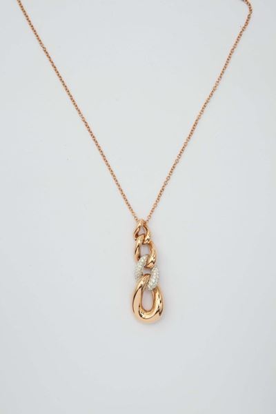 Pendente a Maglia Gourmette con Diamanti