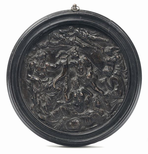 Arte fiorentina del XVI secolo Placca circolare in bronzo raffigurante il rilievo della Tazza Farnese