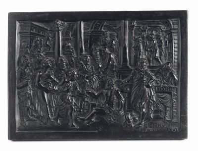 Bronzista Veneto, Verso 1570i Santi Pietro e Giovanni Risanano uno Storpio
