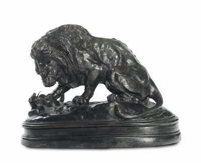 Antoine-loius Barye (1795-1875), Bottega Dileone che Lotta con un Serpente