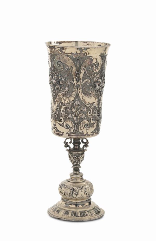 Barock Pokal Coppa in argento fuso, sbalzato, traforato e dorato, Andrea IV Nathan, Augusta 1620 ca.