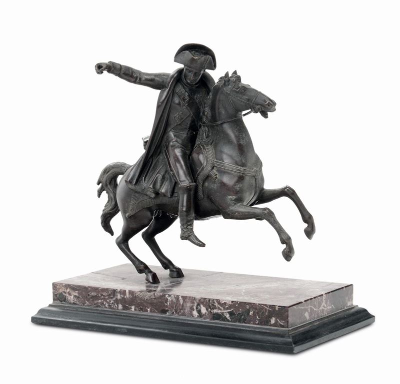 Scultura in bronzo raffigurante Napoleone a cavallo, XIX secolo  - Auction Antique and Old Masters - I - Cambi Casa d'Aste