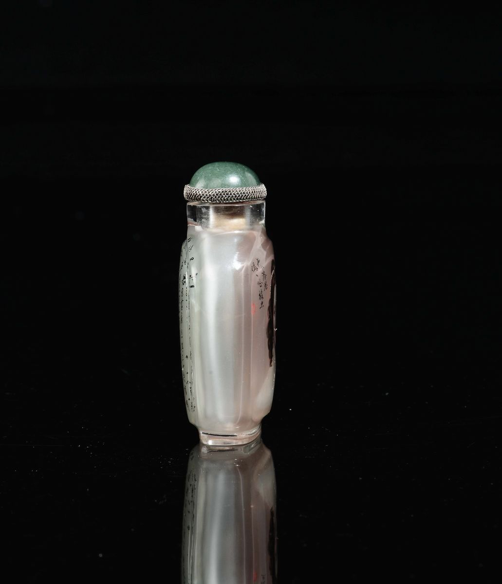Ding Hong, Bottiglia da fumo in cristallo di rocca con dipinto, Cina, XX secolo