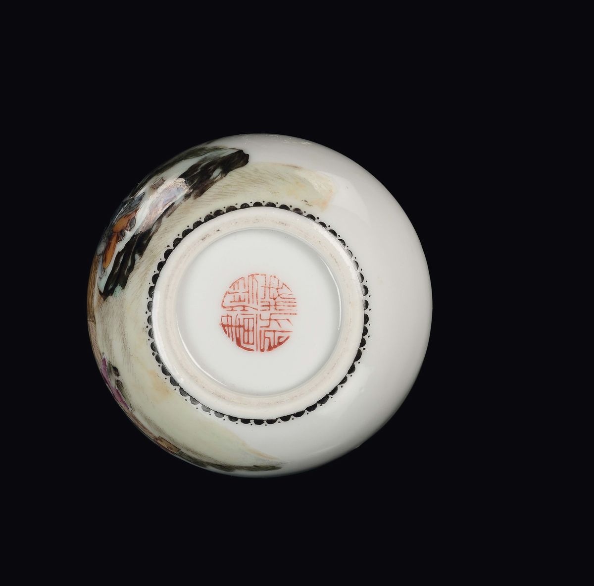 Cina, Quattro calamai in porcellana policroma, Dinastia Qing, XVIII-XX secolo