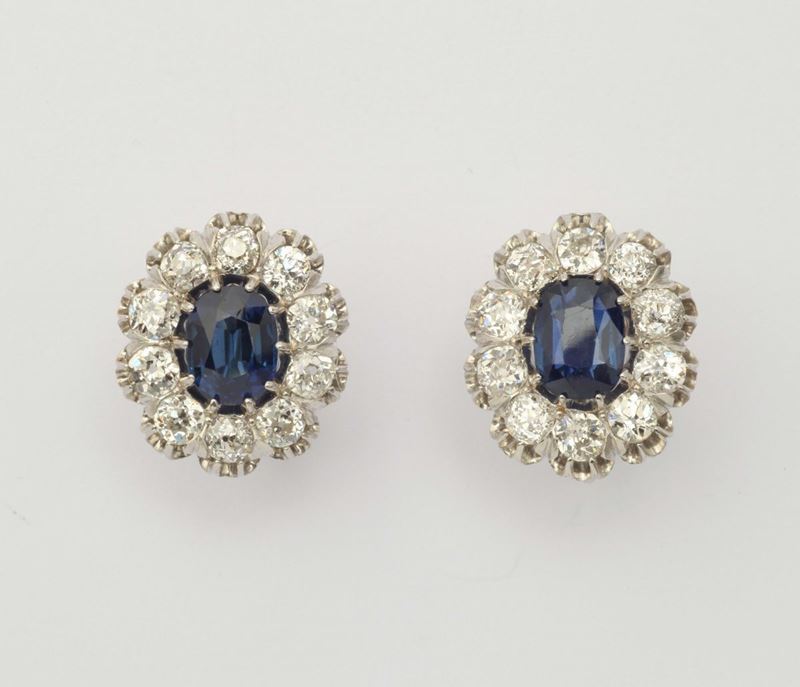 A pair of sapphire and diamond earrings  - Auction Fine Jewels - I - Cambi Casa d'Aste