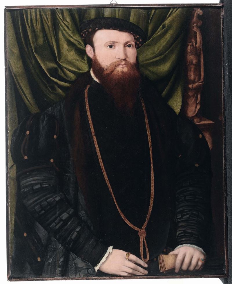 Hans Holbein II (Augusta 1497- Londra 1543) attribuito a Ritratto di gentiluomo  - Asta Fine Art Selection - II - Cambi Casa d'Aste