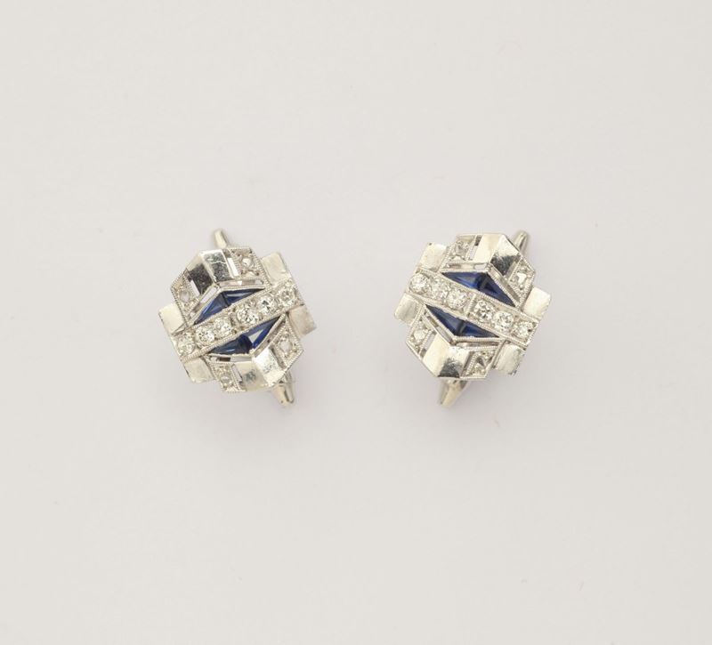 A pair of diamond, sapphire and gold cufflinks  - Auction Fine Jewels - I - Cambi Casa d'Aste