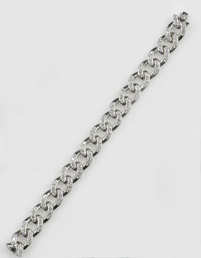 Bracciale a Maglia Gourmette con Diamanti per Ct 4,50 Circa