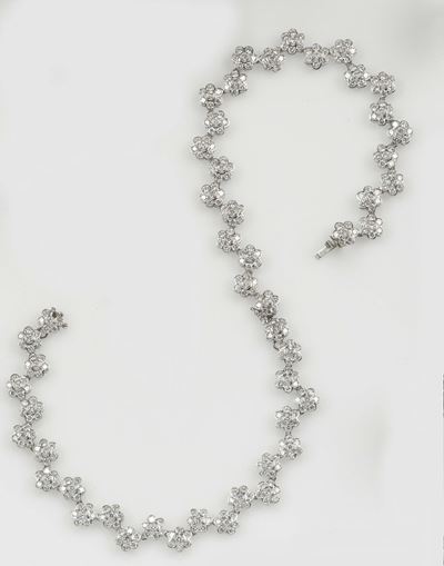 Girocollo Divisibile in Due Bracciali con Diamanti per Ct 10,00 Circa