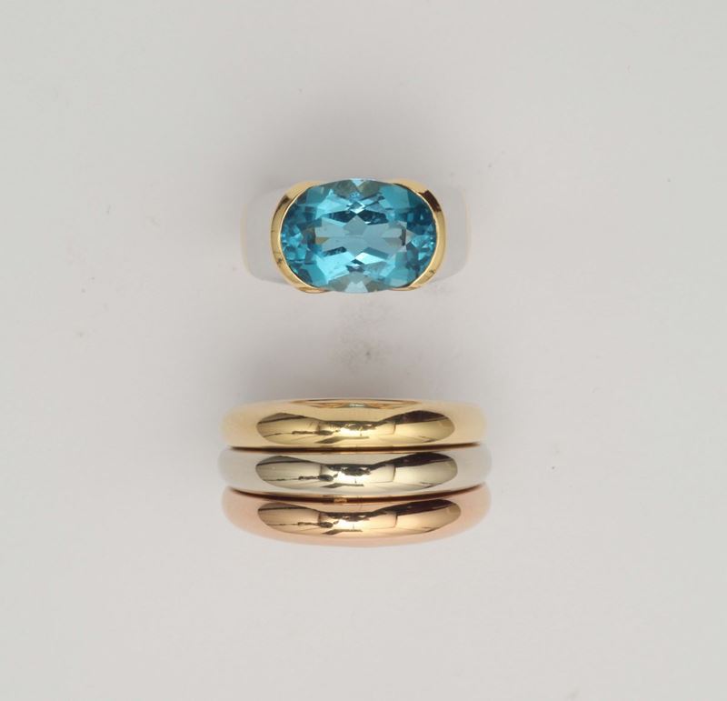 Cartier and Marina B. A lot of two gold and topaz rings  - Auction Fine Jewels - I - Cambi Casa d'Aste