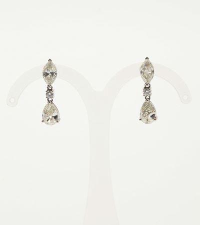 Orecchini Pendenti con Diamanti per Ct 3,10 Circa