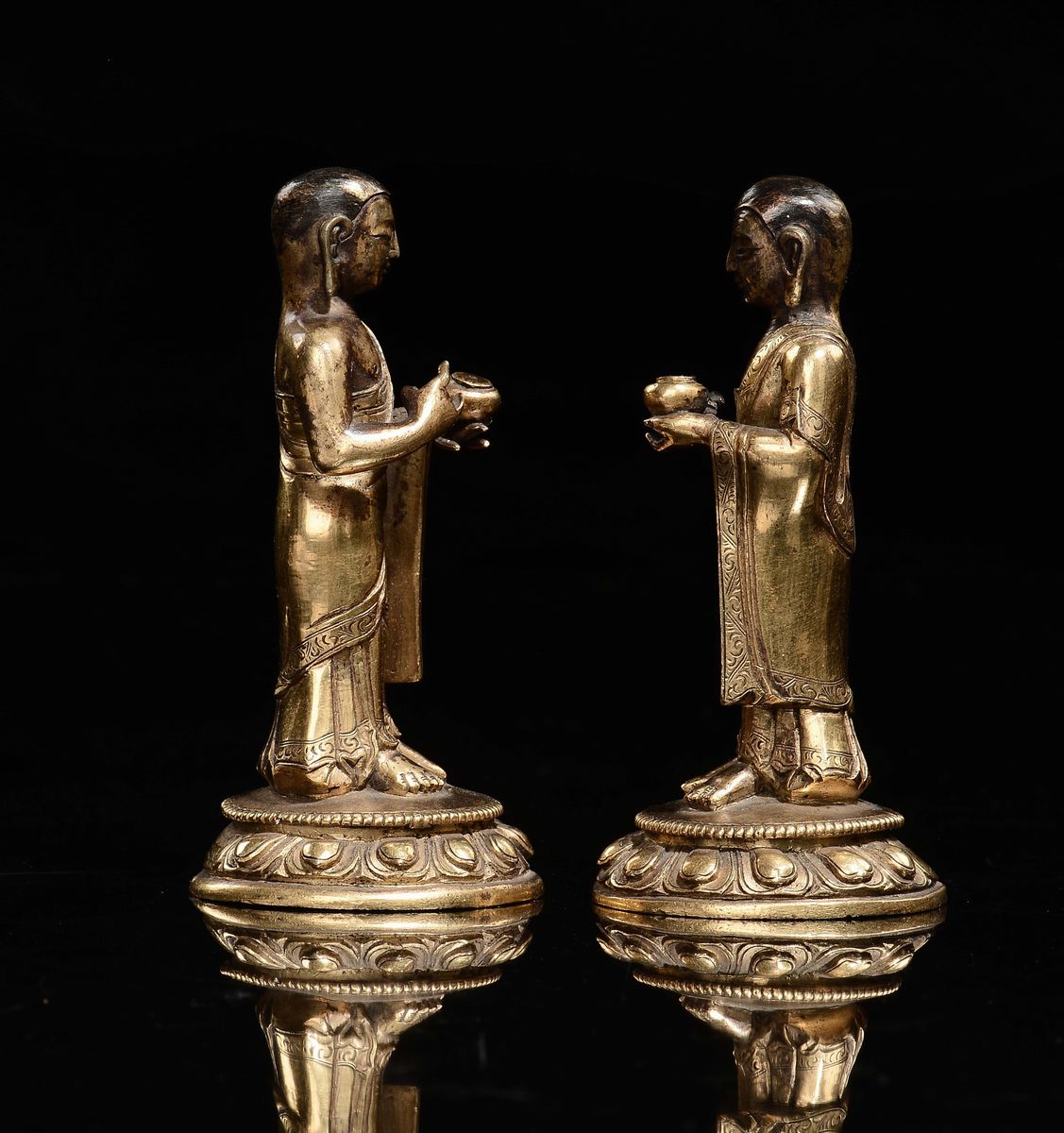 Bodhisattva, Coppia in bronzo dorato, Tibet, XVII secolo