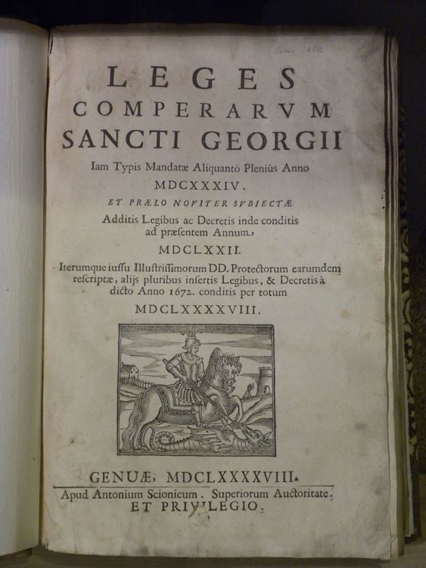 Economia - Genova Leges comperarum Sancti Georgii..