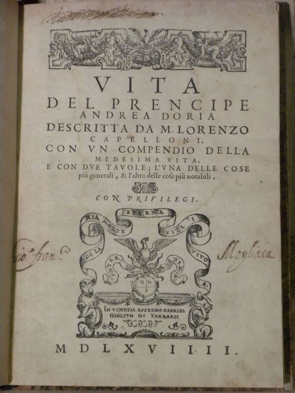 Lorenzo Capelloni Vita del prencipe Andrea Doria descritta da M.Lorenzo Capelloni..