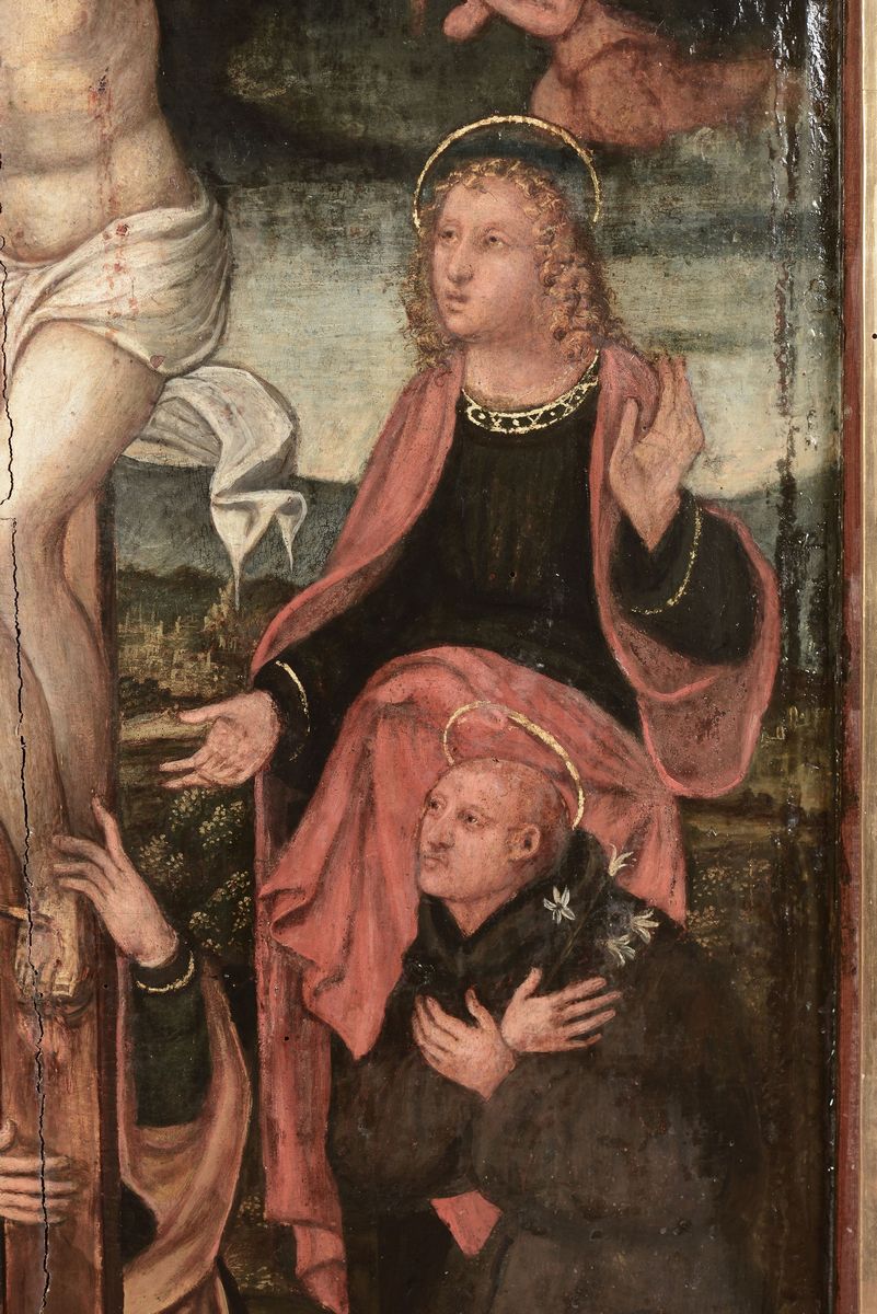 Scuola Piemontese del XVI Secolocrocefissione con Figure e Santi