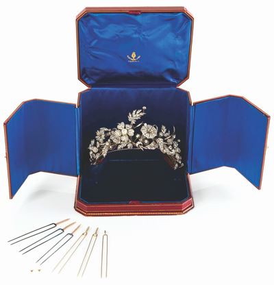 Tiara in Oro, Argento e Diamanti, Taglio a Rosa e Rotondo