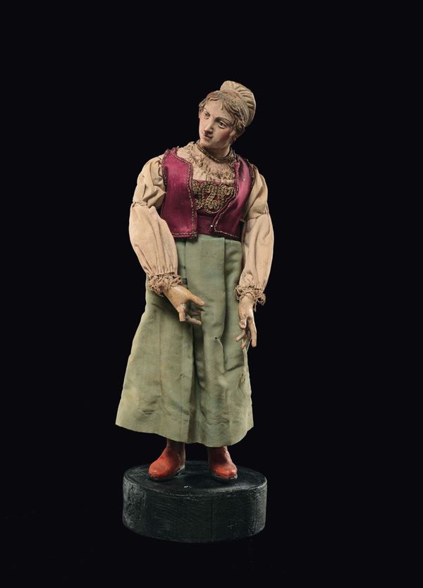 Donna con gilet rosso e gonna verde, Napoli XVIII-XIX secolo