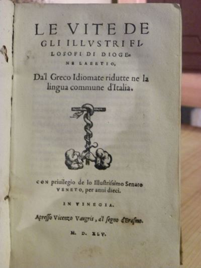 Diogene Laertiole Vite degli Illustri Filosofi..