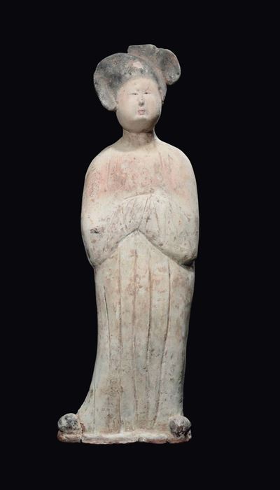 Figura di Fat Lady in terracotta dipinta, Cina, Dinastia Tang (618-906), altezza 53 cm