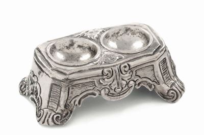 Saliera Doppia in Argento Sbalzato con Punzoni di Palermo e del Console per il 1797