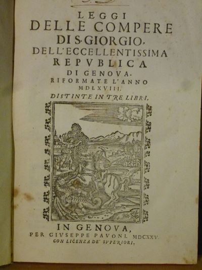 Economia - Banco di San Giorgioleggi delle Compere di San Giorgio,dell'eccellentissima Republica ...