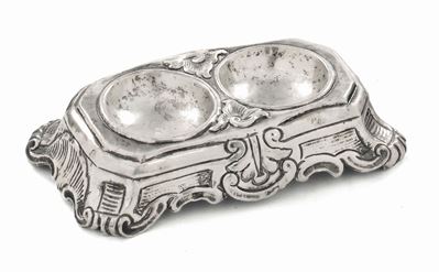 Saliera Doppia in Argento Sbalzato con Punzoni di Palermo e del Console per il 1781