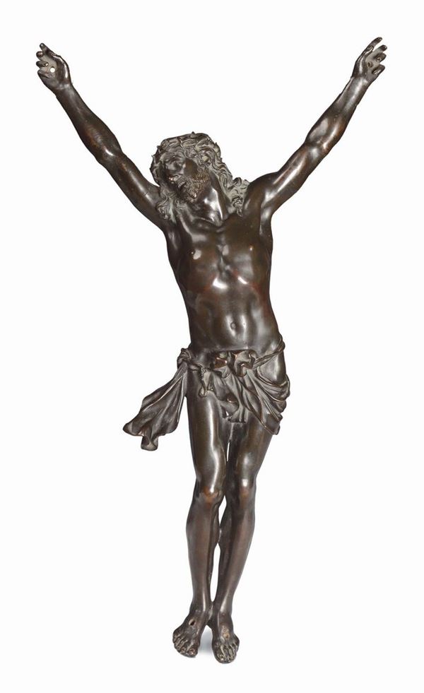 Cristo vivo in bronzo fuso e cesellato, artista franco-fiammingo operante a Roma, arte barocca del XVII-XVIII secolo