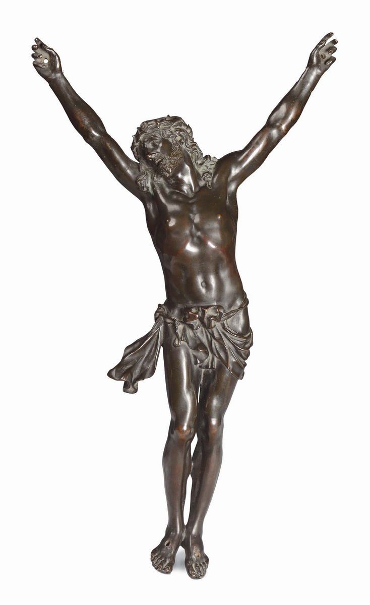 Cristo vivo in bronzo fuso e cesellato, artista franco-fiammingo operante a Roma, arte barocca del XVII-XVIII secolo  - Asta Fine Art Selection - II - Cambi Casa d'Aste