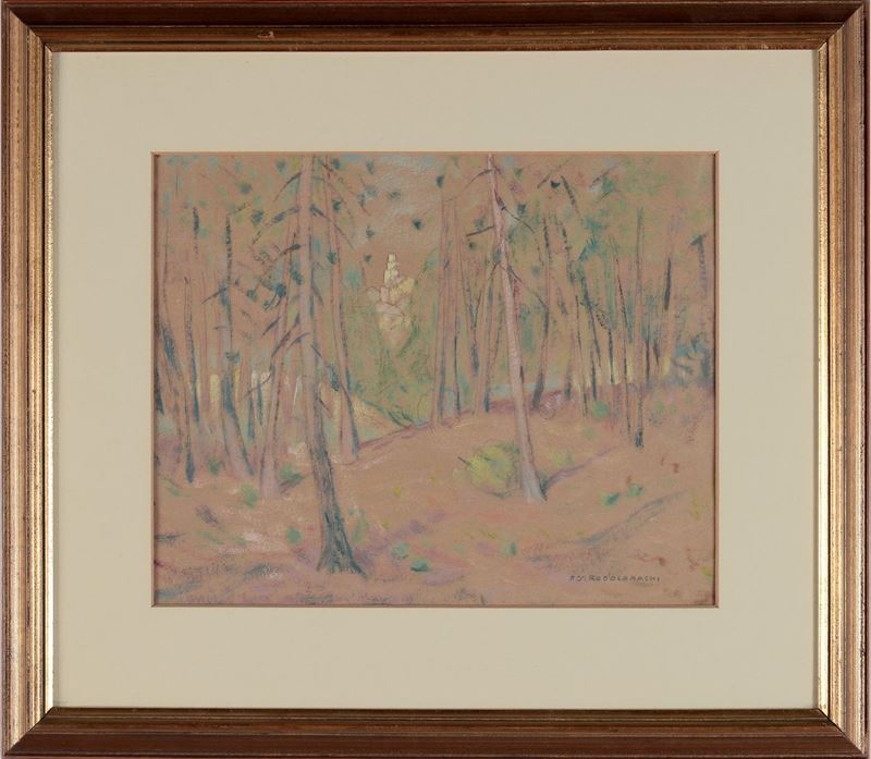 Paolo Rodocanachi (1891-1958) Scorcio con alberi  - Asta Antiquariato e Dipinti Antichi - I - Cambi Casa d'Aste