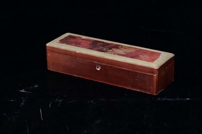 Scatola in Legno Laccato con Disegno di Due Pernici sul Coperchio, Cina, XX Secolo