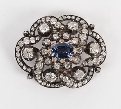Spilla con Diamanti e Zaffiri