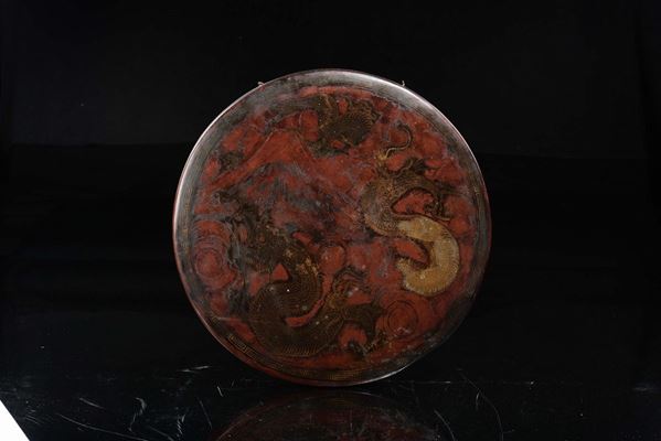 Gong in fusione di bronzo raffigurante draghi, Cina, Dinastia Qing, XIX secolo
