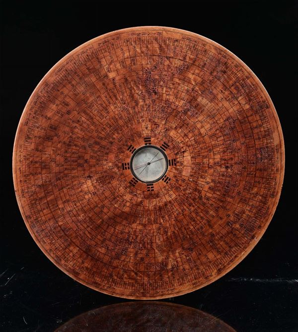 A wooden compass, China, Qing Dynasty, 19th century