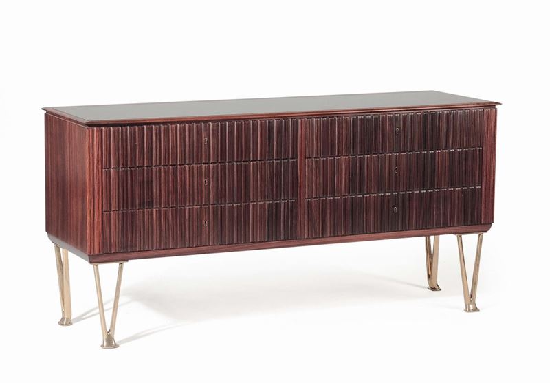 Cassettiera in legno di palissandro con superficie dentellata  - Auction Design - II - Cambi Casa d'Aste
