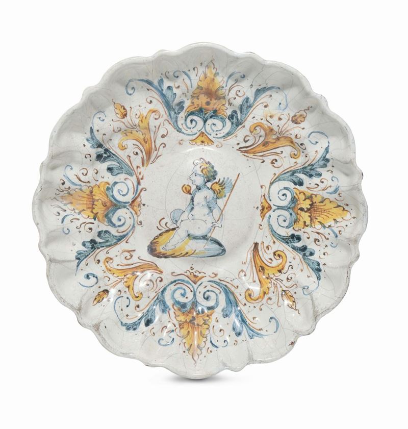 Crespina in maiolica, Faenza (?) XVII secolo  - Asta Arredi dalle dimore degli eredi Ercole Marelli e altre provenienze - Cambi Casa d'Aste