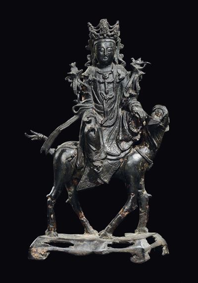 Guanyin su cavallo, bronzo, Cina, Dinastia Ming, XVII secolo