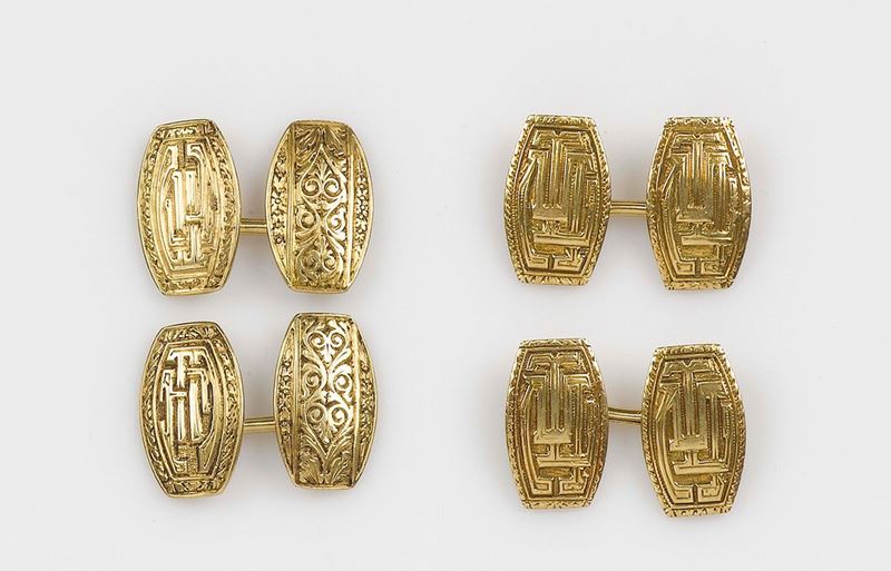 A lot containing two pairs of gold cufflinks  - Auction Fine Jewels - Cambi Casa d'Aste