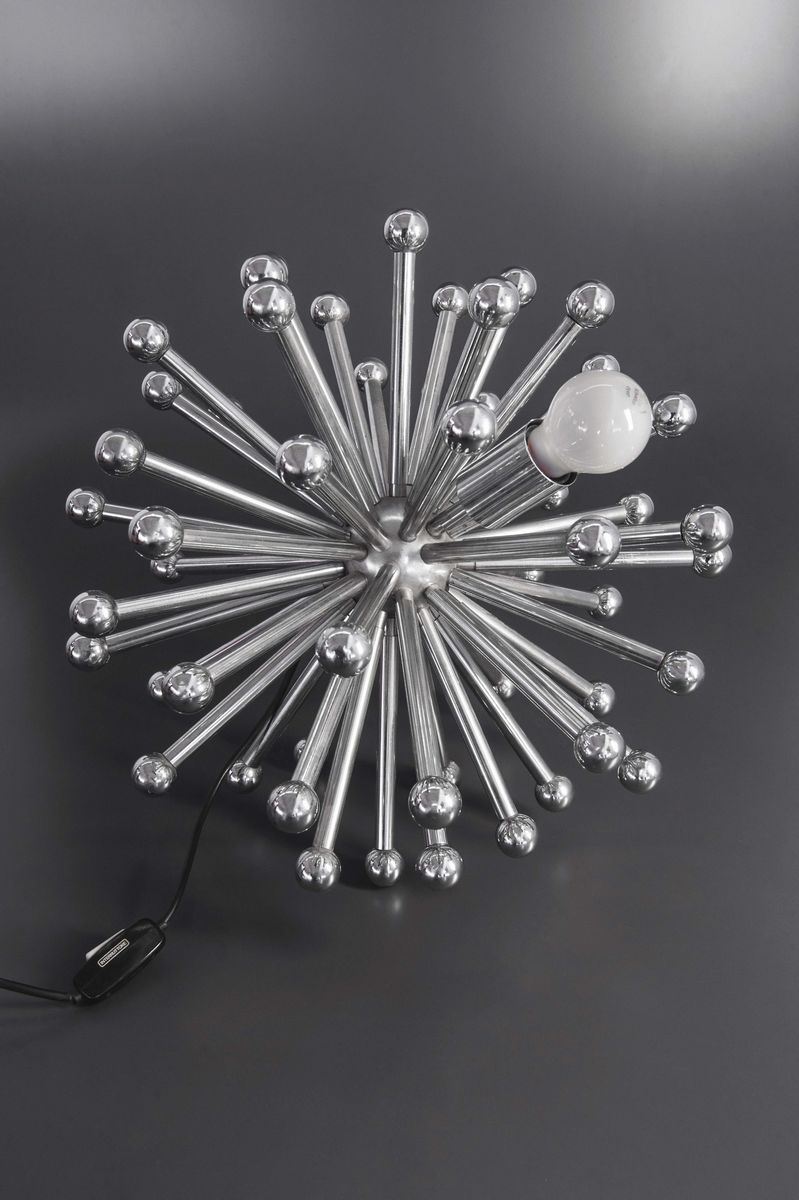 Lampada da terra in acciaio cromato.  - Auction Design - II - Cambi Casa d'Aste