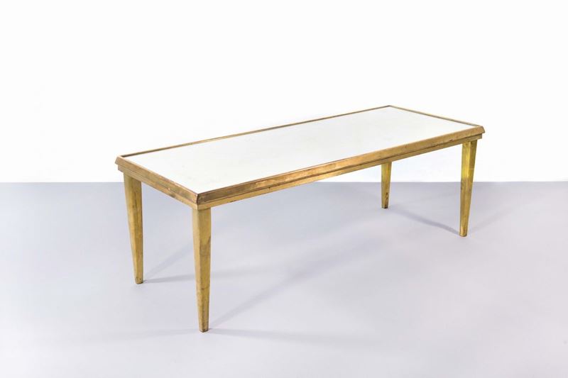 Tavolo basso in ottone lucido e piano in vetro specchiato  - Asta Design - IV - Cambi Casa d'Aste