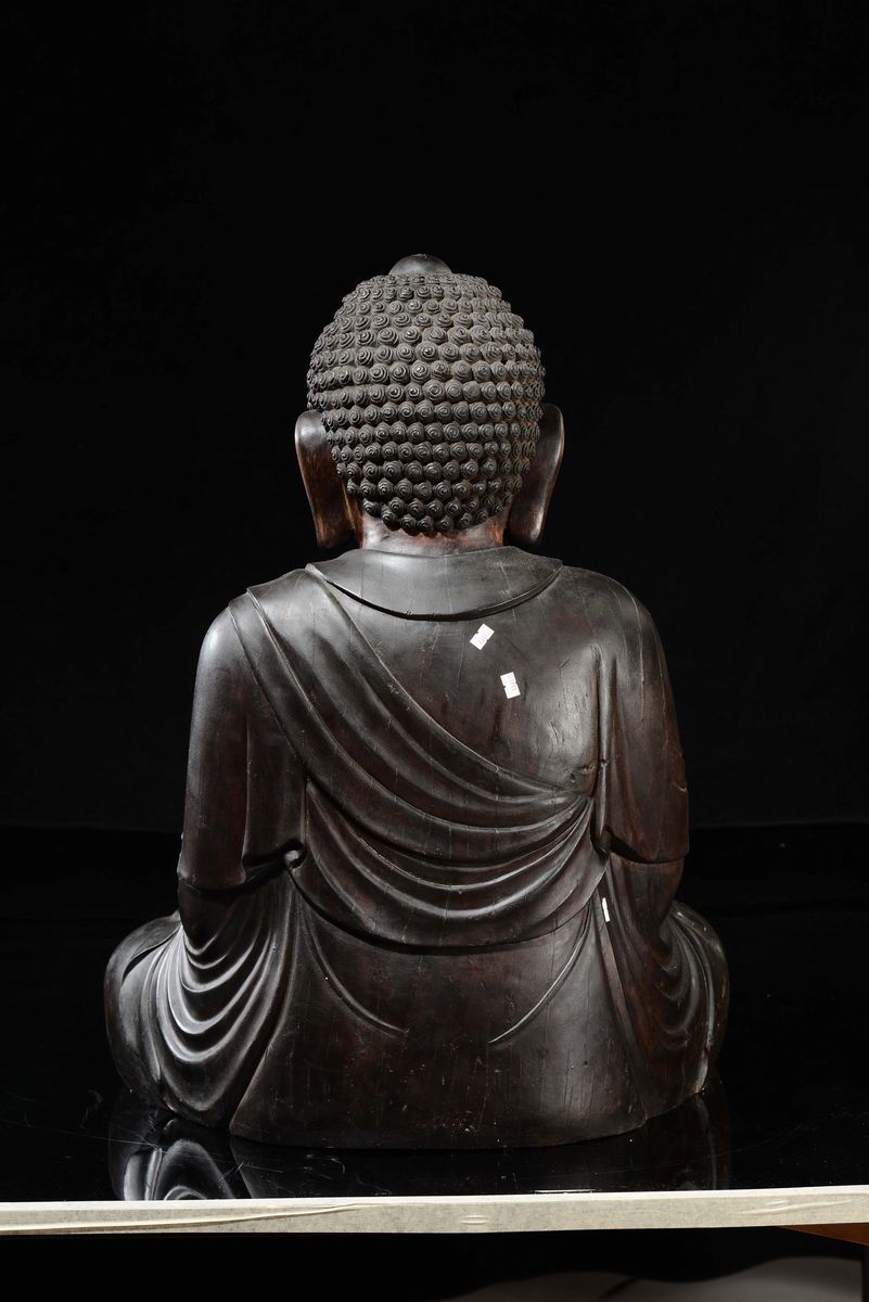 Scultore coreano, Figura di Buddha seduta in dhyanasana, legno, XVI secolo