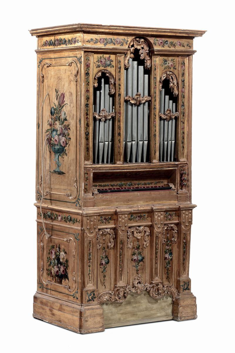 Organo in legno intagliato, dorato e dipinto, Italia centrale XVIII secolo  - Asta Antiquariato e Dipinti Antichi - I - Cambi Casa d'Aste