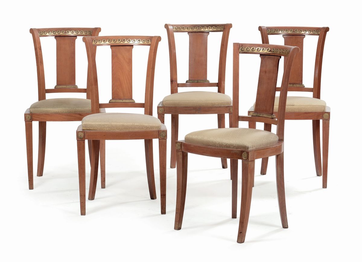 Tavolo da Pranzo Allungabile con Cinque Sedie, XIX Secolo