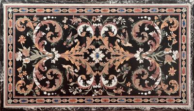 Piano Intarsiato in Commessi di Marmi e Pietre Dure, Firenze Stile XVII Secolo, Secolo XX