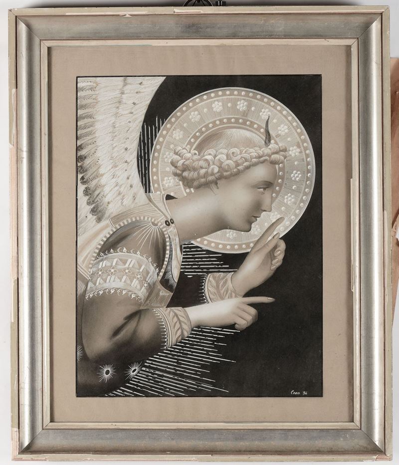Da Beato Angelico, XX secolo Angelo Annunciante  - Asta Arredi dalle dimore degli eredi Ercole Marelli e altre provenienze - Cambi Casa d'Aste