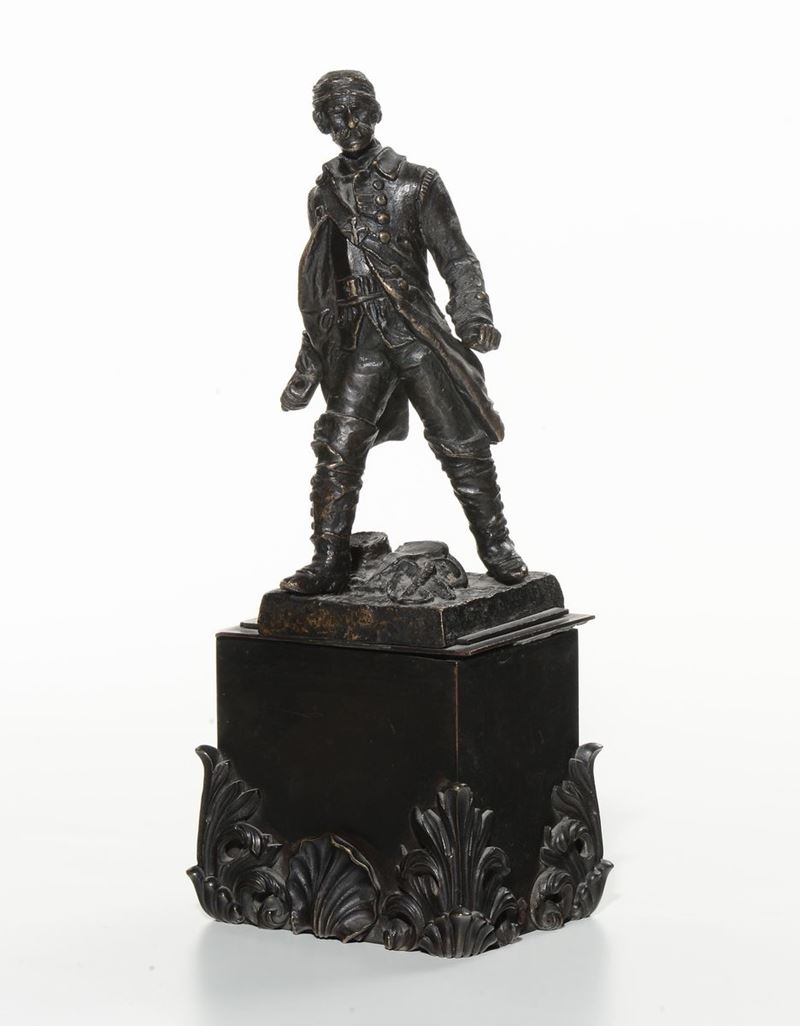 Piccolo gruppo in bronzo raffigurante un garibaldino, XIX secolo  - Auction Antique and Old Masters - I - Cambi Casa d'Aste